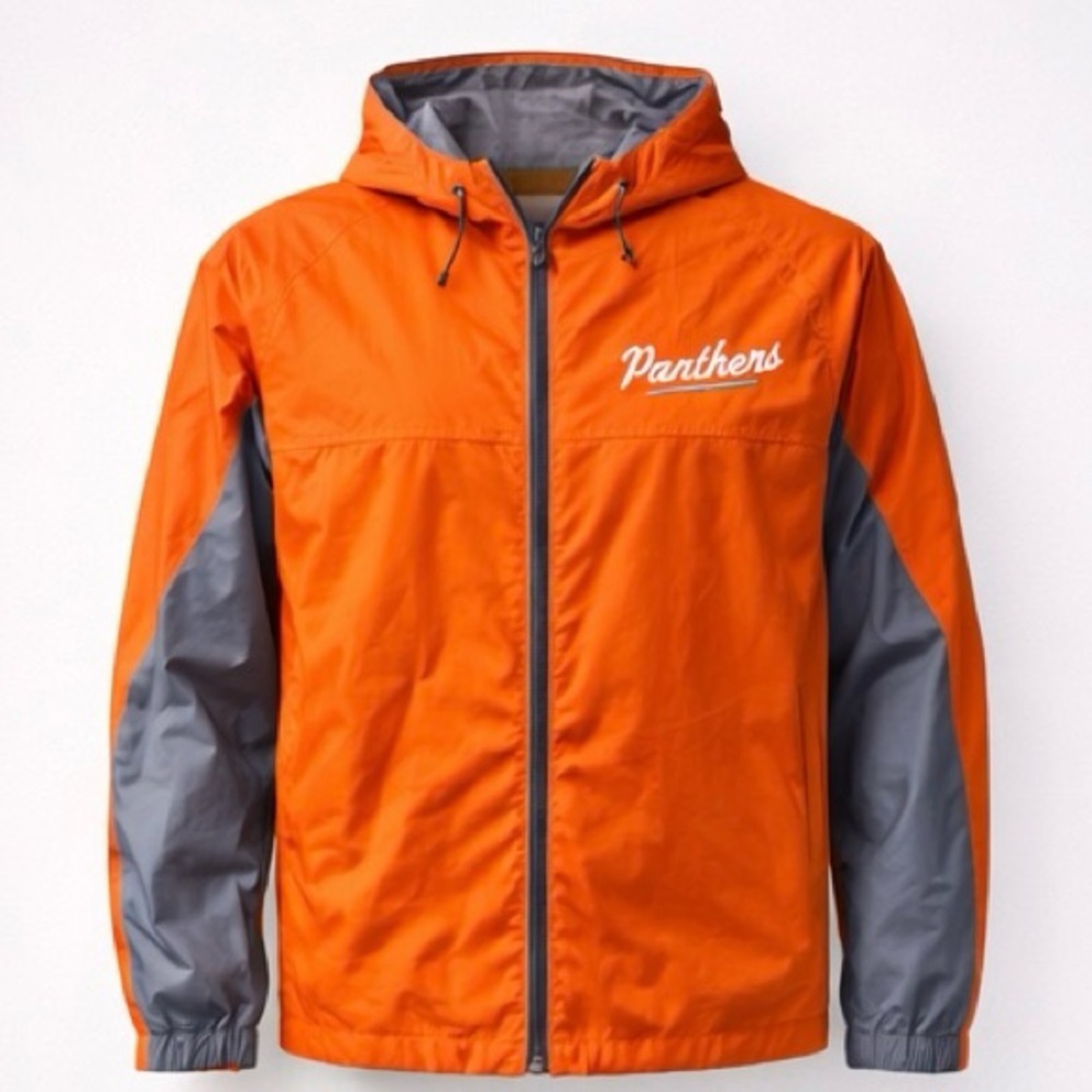 Panthers Holloway Hooded Windbreaker TX Tall XL Orange Lightweight Rain Jacket